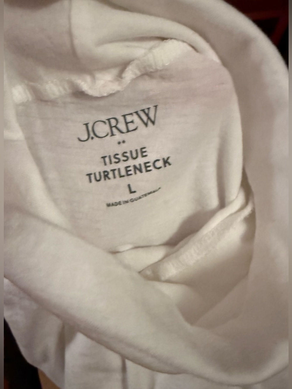 J.Crew Tissue Turtleneck Top White Lightweight Layering Essential Size L - Picture 4 of 5